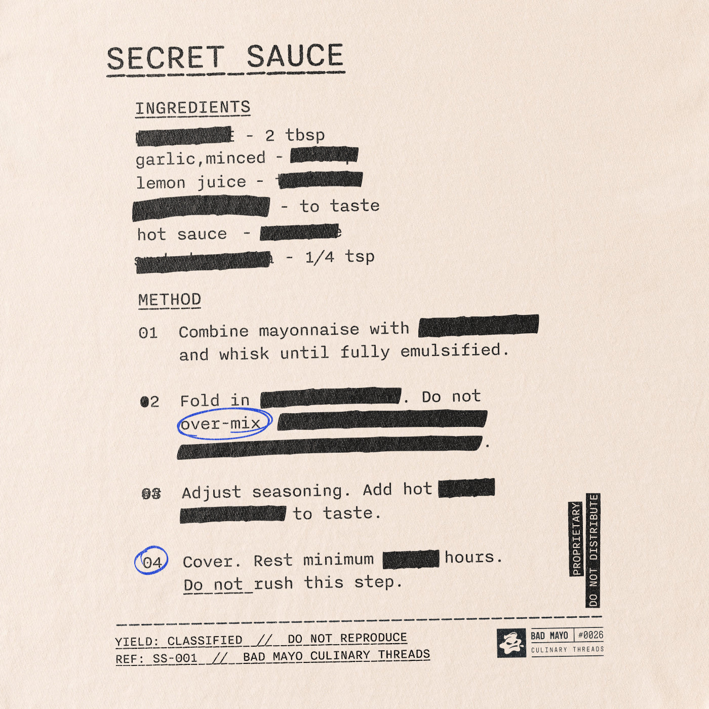 Secret Sauce redacted